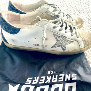 Golden Goose Superstar EU 39 - White with silver & blue glitter